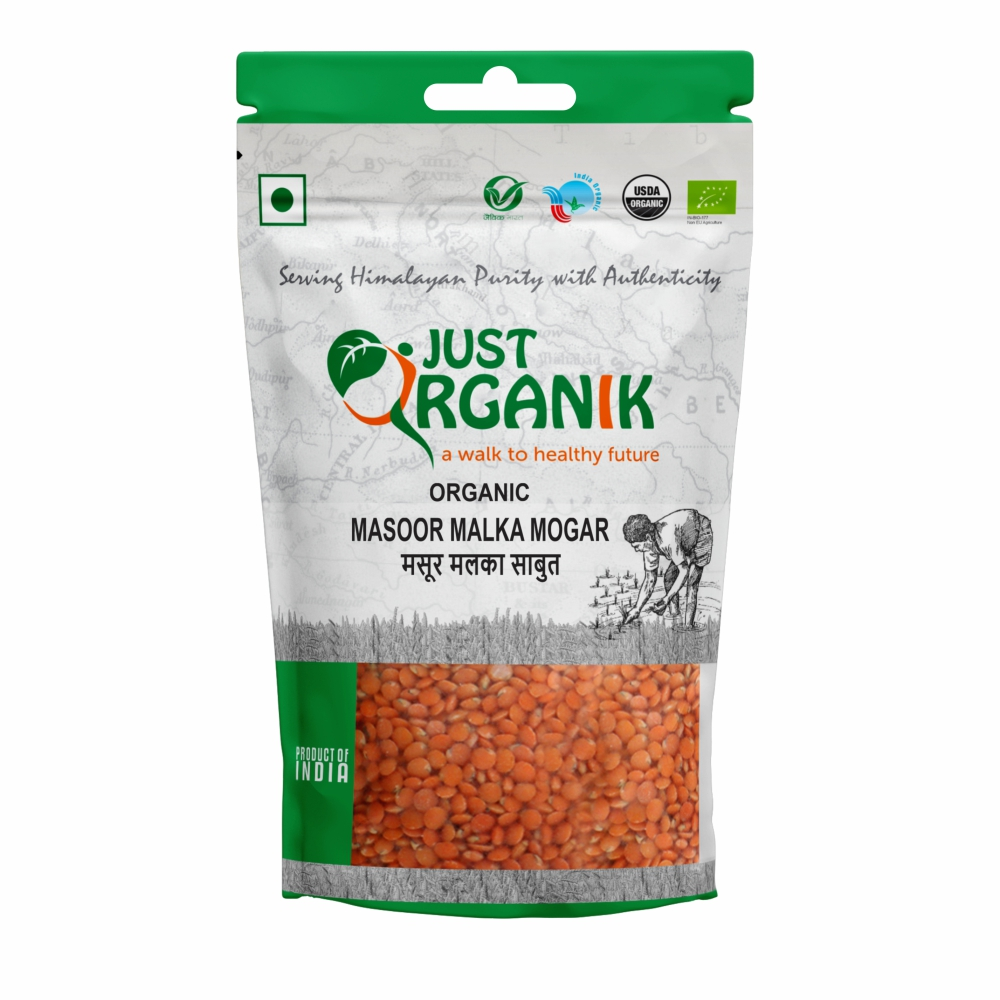 Just Organik Organic Masoor Malka Mogar/(Red lentils Whole) 1kg