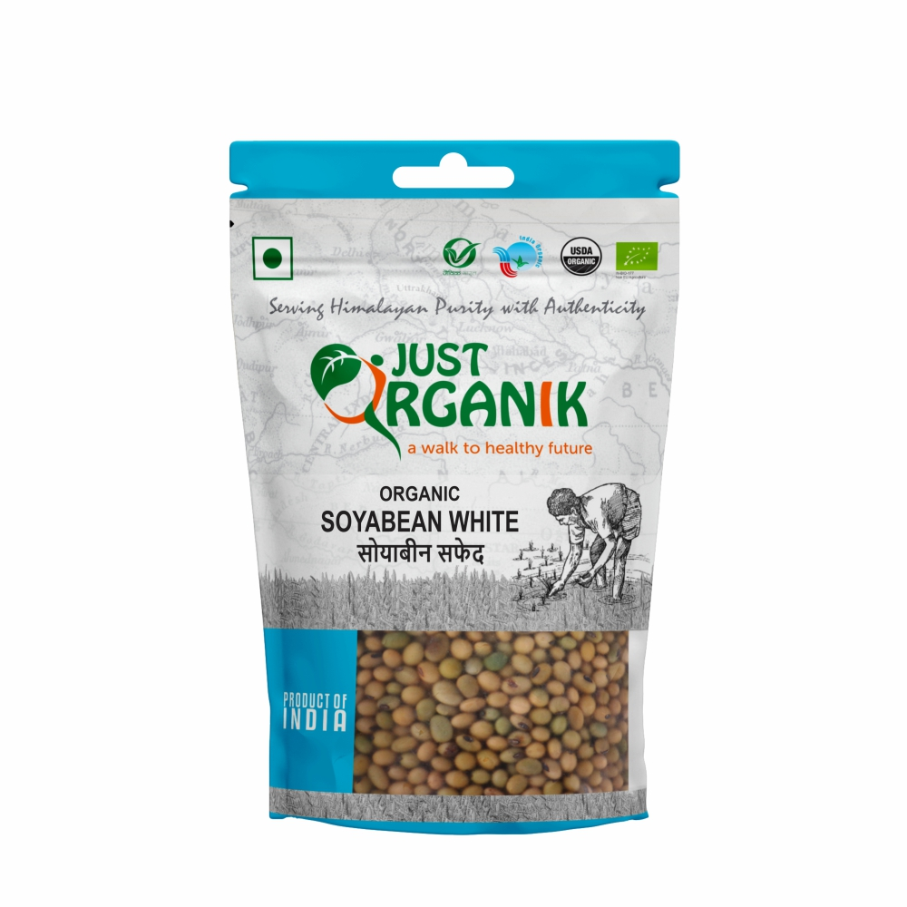 Just Organik Organic Soyabean White 1kg (pack of 2, 2x500g)