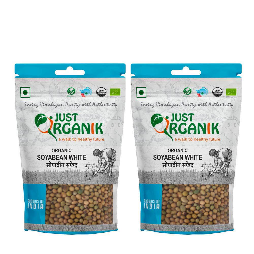 Just Organik Organic Soyabean White 1kg (pack of 2, 2x500g)