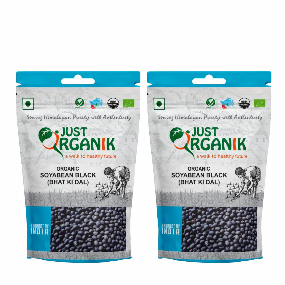 Just Organik Organic Black Soyabean (Bhat Ki Dal) 1kg (pack of 2, 2x500g)