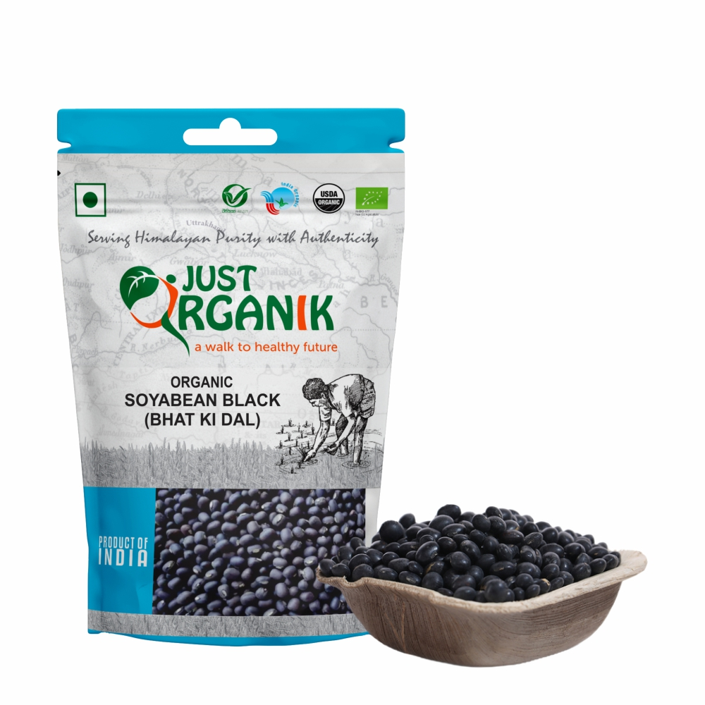 Just Organik Organic Black Soyabean (Bhat Ki Dal) 1kg (pack of 2, 2x500g)