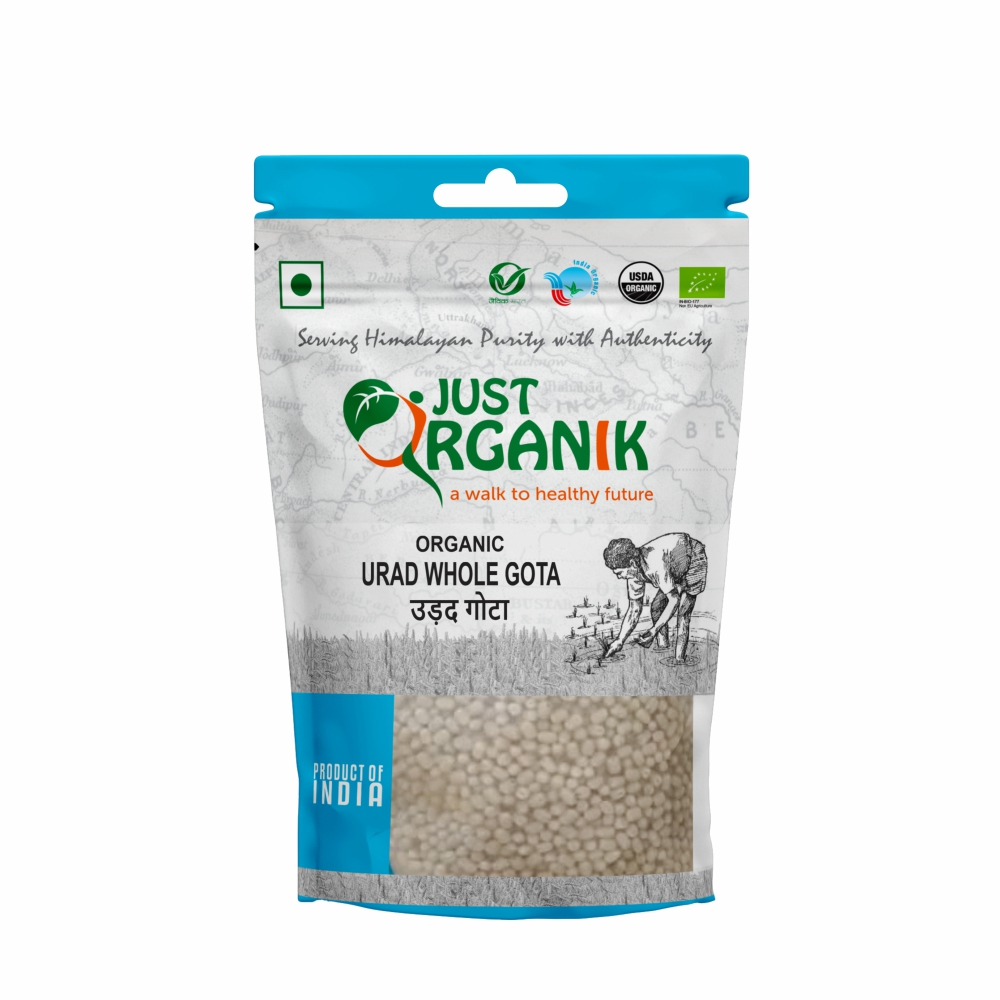 Just Organik Organic Urad Gota (Urad Whole Skinned) 1kg (pack of 2, 2x500g)