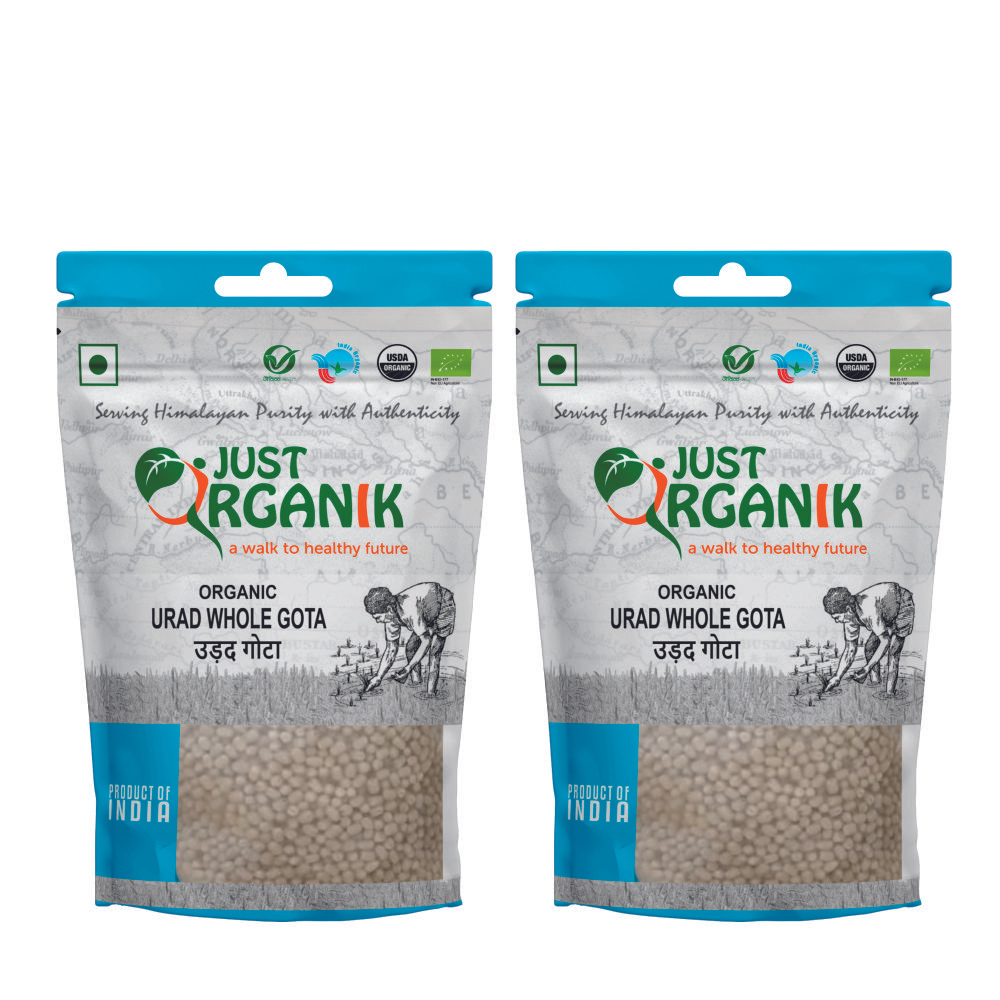 Just Organik Organic Urad Gota (Urad Whole Skinned) 1kg (pack of 2, 2x500g)