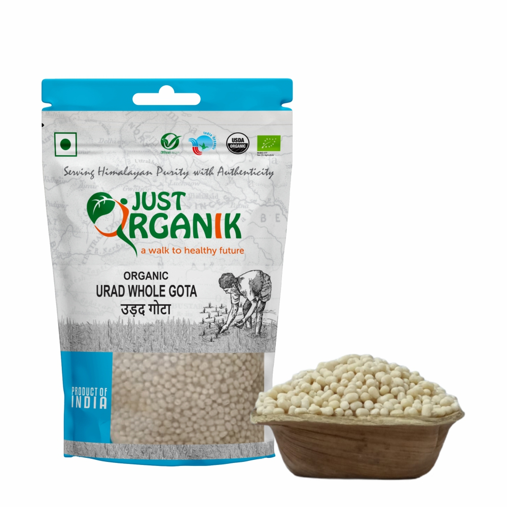 Just Organik Organic Urad Gota (Urad Whole Skinned) 1kg (pack of 2, 2x500g)