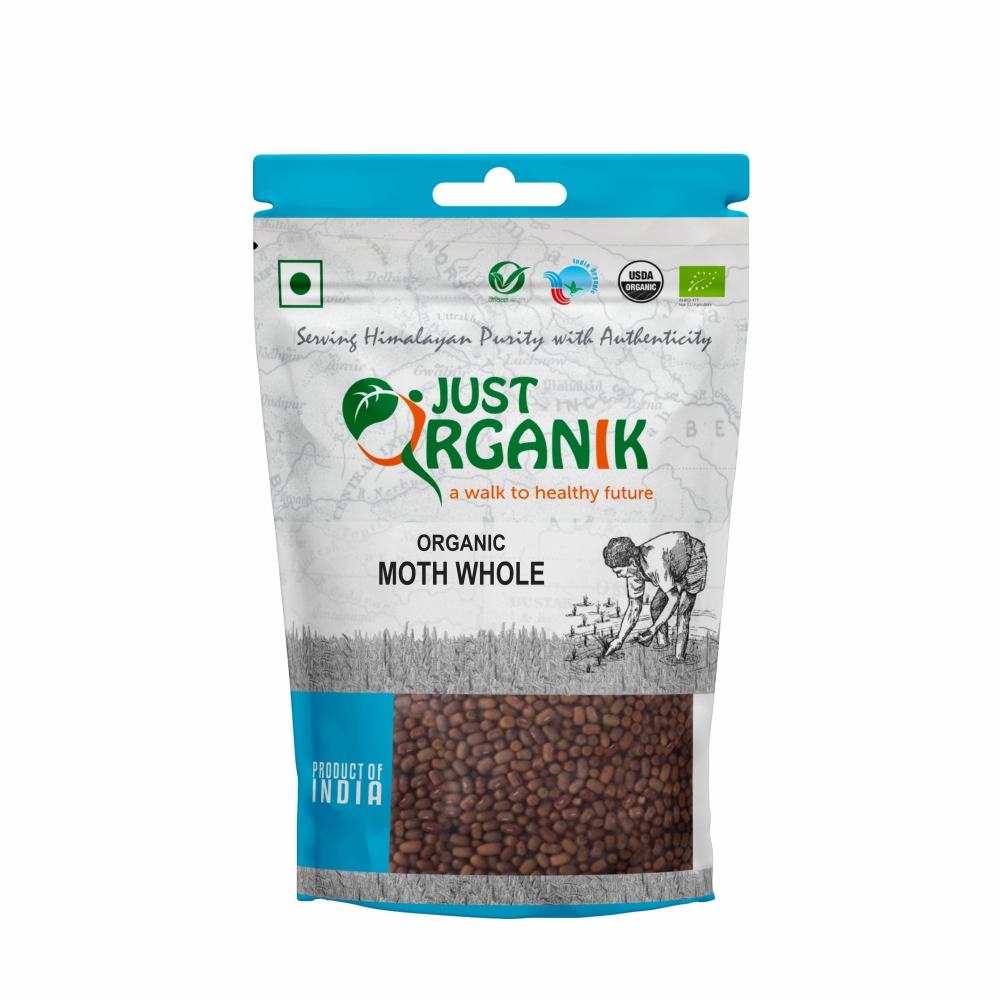 Just Organik Organic Moth Whole 1kg (pack of 2, 2x500g)