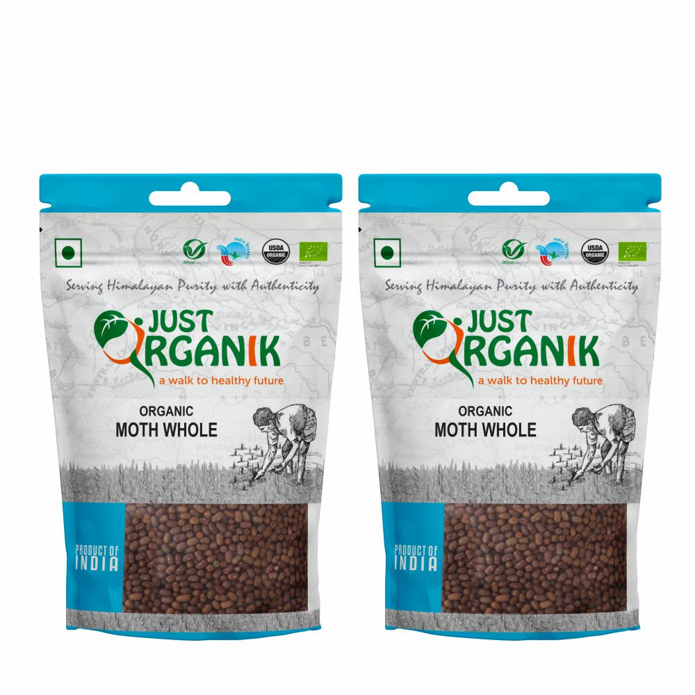 Just Organik Organic Moth Whole 1kg (pack of 2, 2x500g)