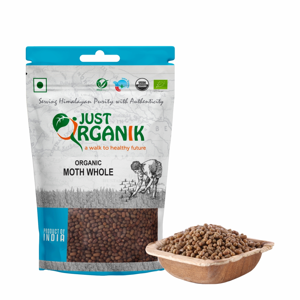 Just Organik Organic Moth Whole 1kg (pack of 2, 2x500g)