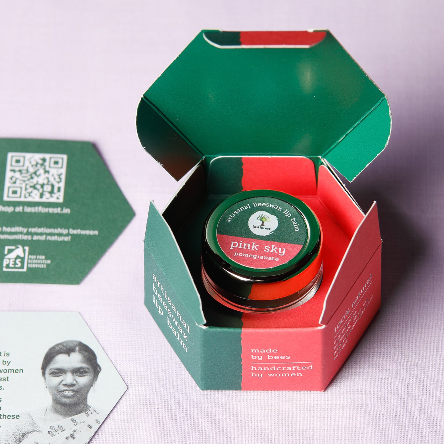 Last Forest Artisanal, Handmade Beeswax Lip Balm Pomegranate