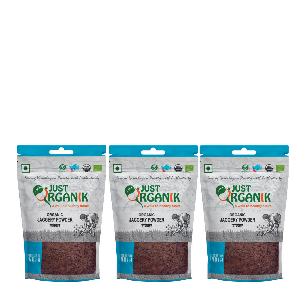 Just Organik Organic Jaggery Powder/ Shakkar 1.5kg(pack of 3, 3x500g)