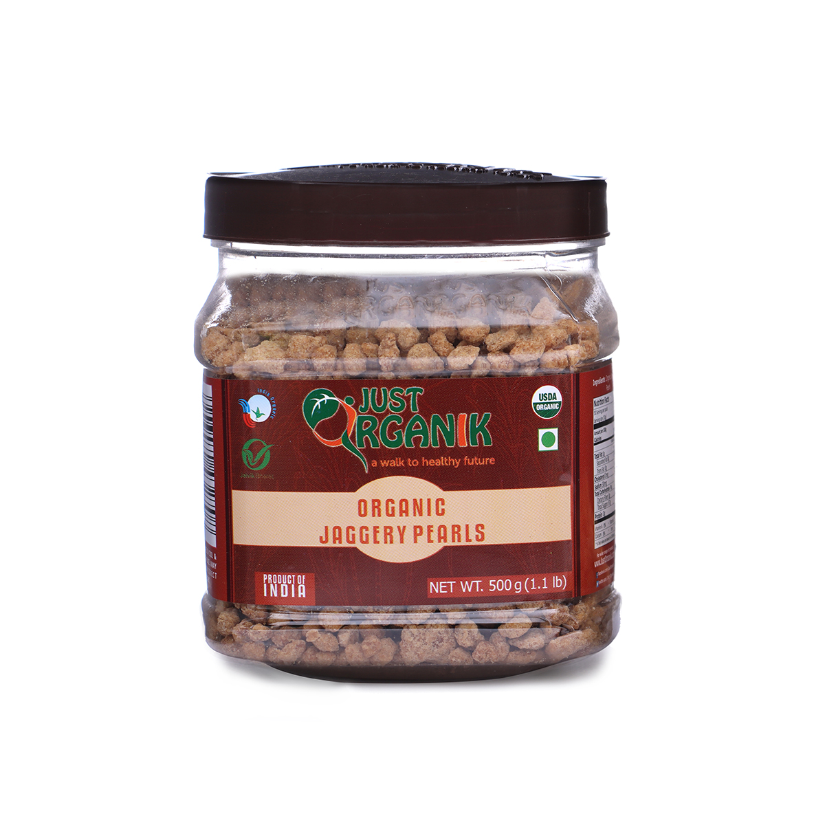 Just Organik Organic Jaggery Pearls 1kg (pack of 2, 2x500g)