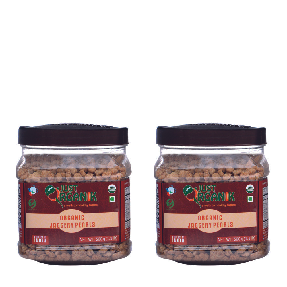 Just Organik Organic Jaggery Pearls 1kg (pack of 2, 2x500g)