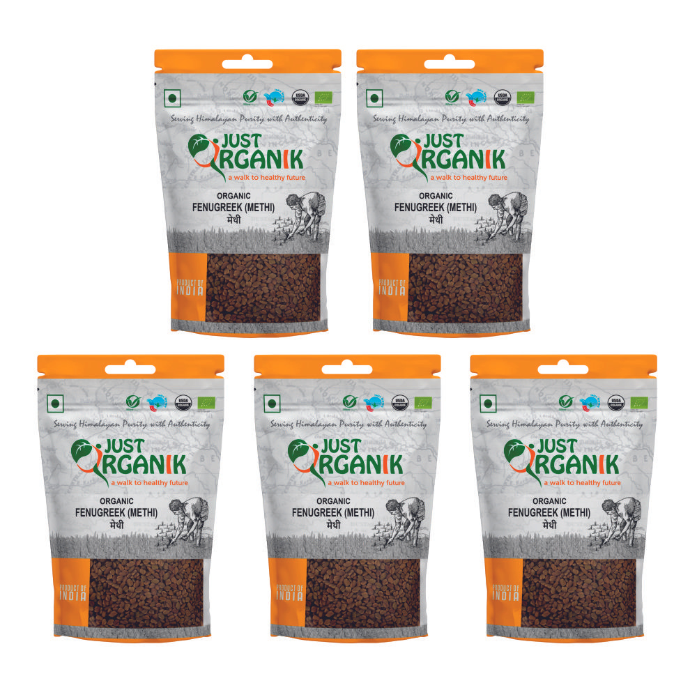 Just Organik Organic Fenugreek (Methi) 500g (pack of 5, 5x100g)