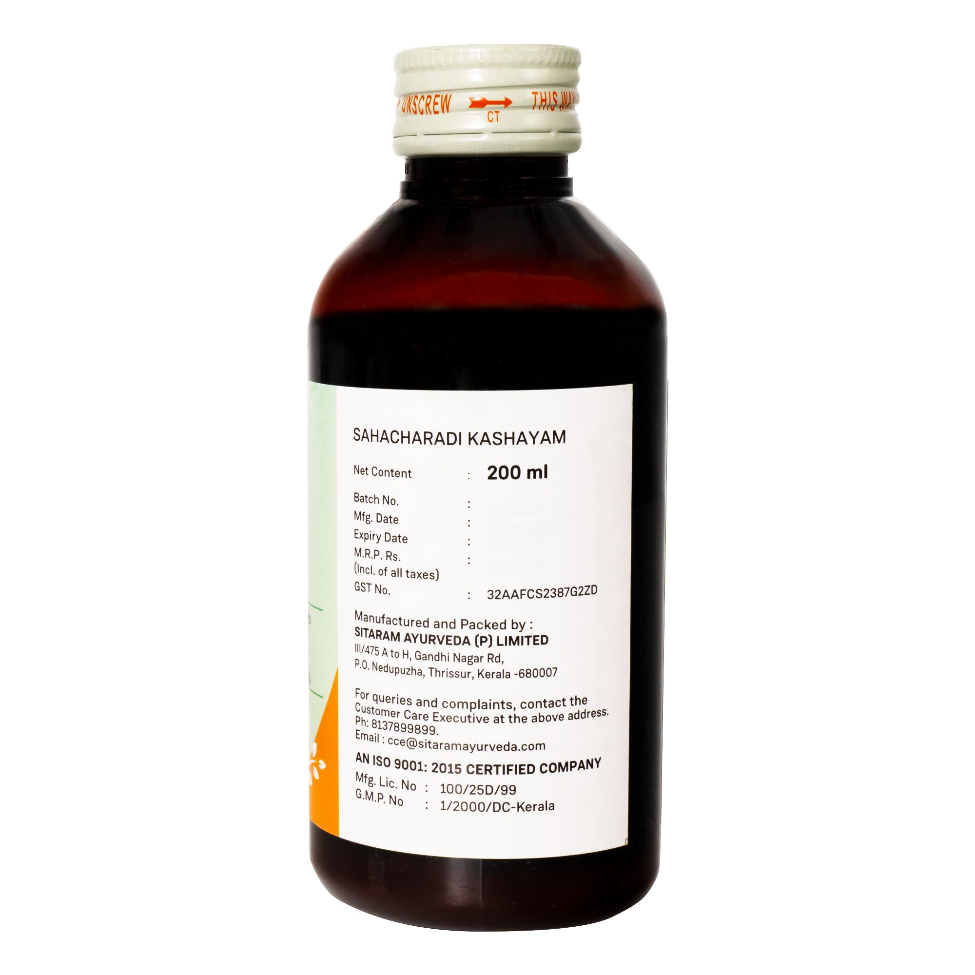 Sitaram Ayurveda Sahacharadi Kashayam 200Ml  - Pack of 2 (Prescription Medication)