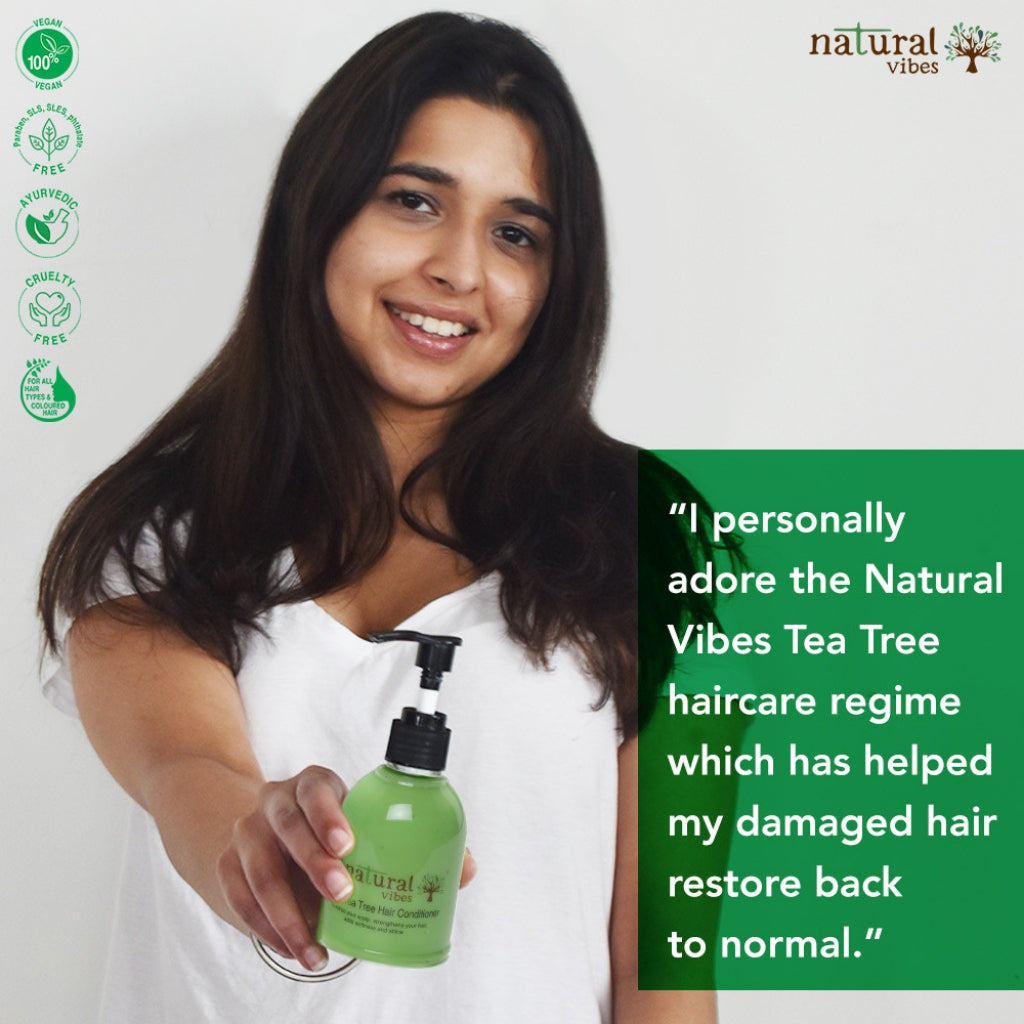 Natural Vibes Ayurvedic Tea Tree Hair Conditioner 150 ml Nourishes your scalp, strengthens your hair, adds softness and shine. (No Parabens, Sulphate, SLS, SLES, Silicon)
